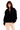 Oversize Fit Stand Collar Half Zippered Raised Black Women's Sweatshirt - Cass